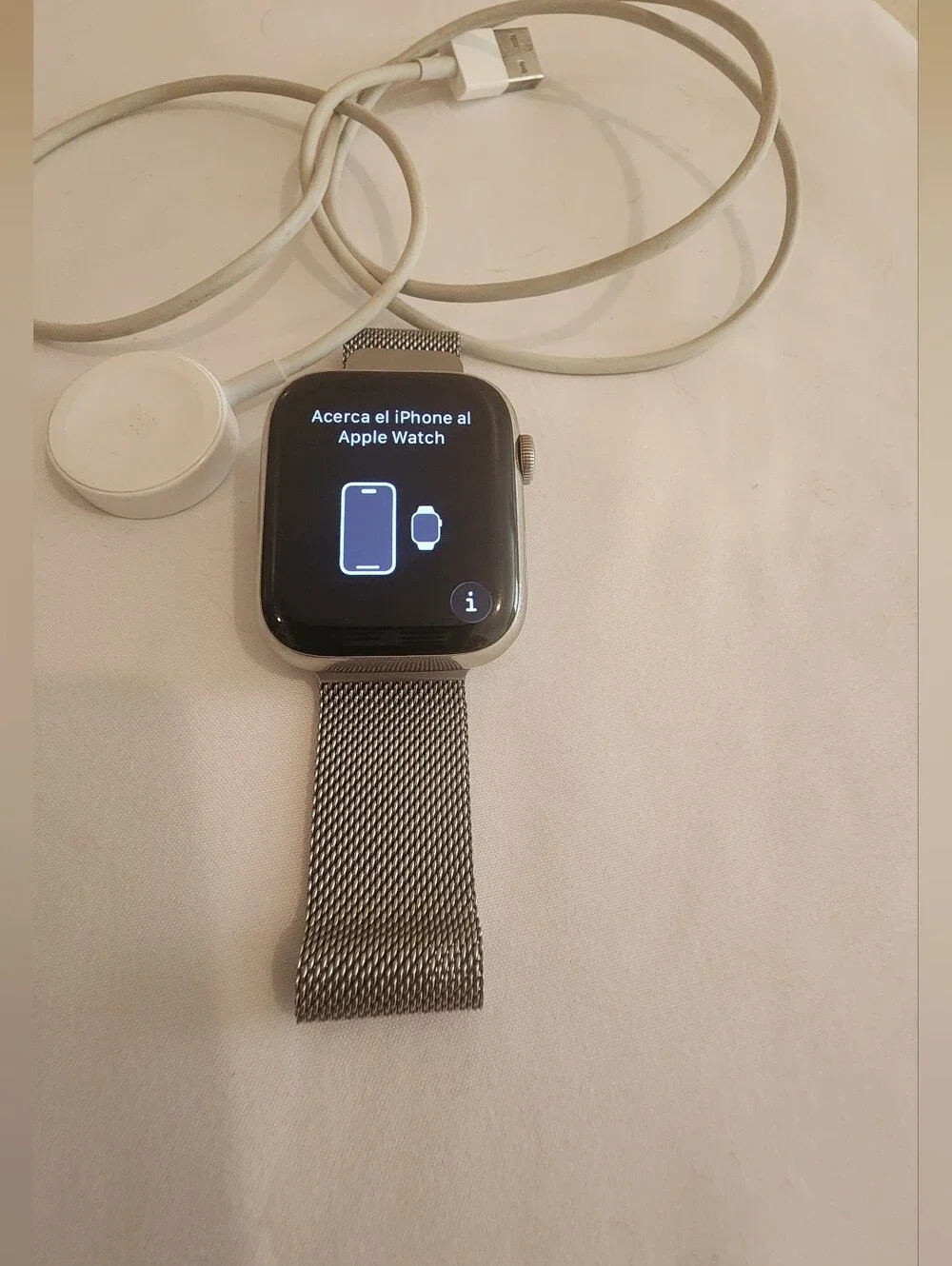 Apple Watch S8 45mm Stainless Steel Cellular + Milanese Loop & Charger